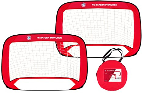 FC Bayern München Pop Up Tore 2er Set mit Tragetasche - 120 x 80 x 80 cm - schneller Aufbau für den Garten, Park, Strand | Offizielle FCB Fußballtore inklusive Tragetasche und Heringen, leichtes Material, ideal für Garten, Park und Strand