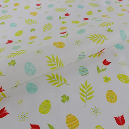 Kinderstoff Meterware Baumwolle - 1 Meter, Stoff, Baumwollstoff, Nähen, Bettwäsche, Kinder, Baby, Jungen, Mädchen, Bekleidung, Deko (Tulpen Ostern Eier)