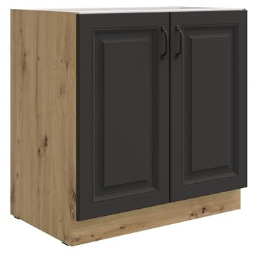 Kuechen-preisbombe Unterschrank 80 cm Stilo Grau + Eiche Artisan Küchenzeile Küchenblock Küche