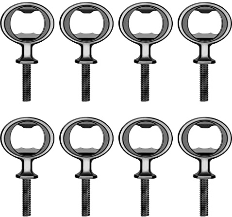 Ohiyoo Metal Bottle Opener Kits 8 Pack Blank Stainless Steel Bottle Opener Insert Kits DIY Hardware for Flat Wood Turning (Black)