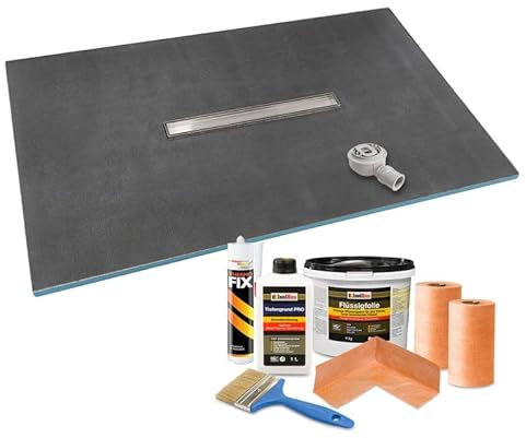 Thermopanel Waterproof Linear Wet Room Shower Trays Including Tanking Kits and Slots Grate - Suitable for Underfloor Heating with Waste Trap Drain - 1500 x 900 x 30mm