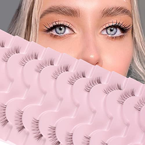 Parriparri Ciglia Finte 10 Paia Mezze Ciglia Finte Con Banda Trasparente 3D Occhio Di Gatto Ciglia Naturali Half Lashes Cateye Sottili Corner Eyelashes