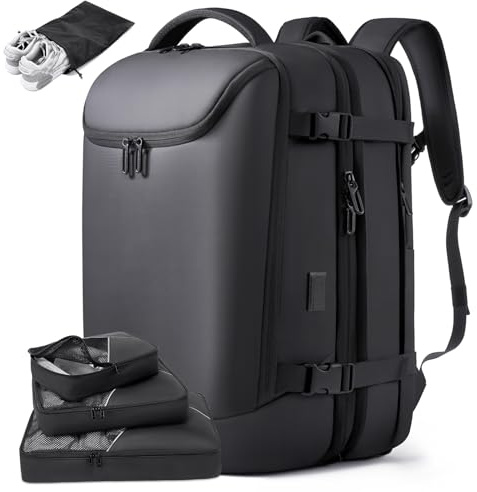 TANGCORLE Sac à dos de voyage extensible approuvé pour les cabines, pour ordinateur portable de 17,3, sac à dos d'affaires pour homme et femme, Non-vacuum