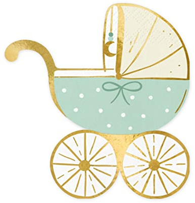 Lot de 20 serviettes mignonnes en forme de landau pour fête prénatale, naissance, anniversaire, fête - En forme de poussette - Pour anniversaire, fête prénatale