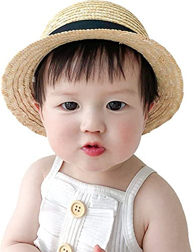 Sombrero De Pescador Trenzado De Paja para Niños, Sombrero Redondo De Moda, Gorra para De Verano, Gorra Plegable para Exteriores para Bebés, para Viajes En Playa