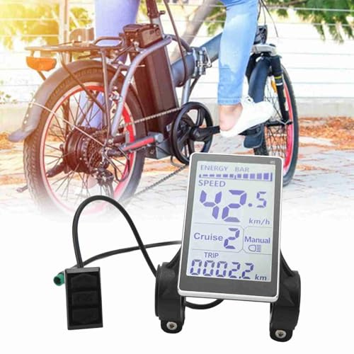 Fabater LCD-Display für Elektrofahrräder, 5-polig, 24 V, 36 V, 48 V, 60 V, Wasserdichtes LCD-Display, Großbild-Fahrradtacho, Fahrradcomputer, E-Bike-Display für Elektrofahrrad-Roller