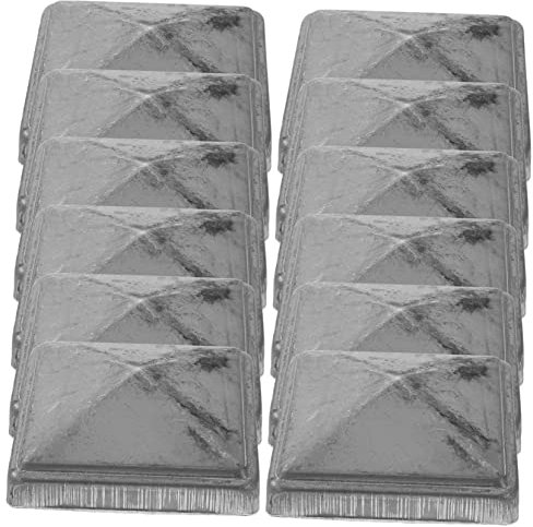 FOYTOKI 12pcs Metal Fence Post Caps Pyramid Style, 80x80mm Rectangle Iron Guardrail Post Covers for Outdoor Fence Protection