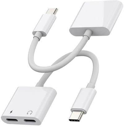 Adaptateur Jack USB C 2 en 1(lot de 2)Compatible pour Samsung Xiaomi Huawei Redmi Apple iPhone15 Pro Max Plus iPad Air DAC Aux Câble Double Type-c Prise Ecouteur Écouteur Chargeur Adapter Audio Casque