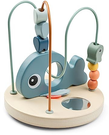 Done by Deer Motorikschleife Wally Blau - fördert die Feinmotorik deines Babys - Motorikspielzeug, Montessori Spielzeug, Holzspielzeug ab 1 Jahr