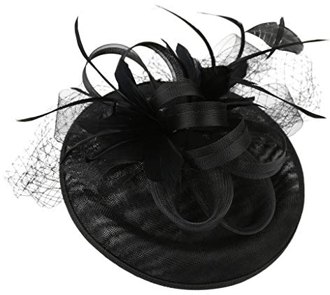 Fascinator Damen Hochzeit Kopfschmuck Hüte Hat Clips Schleier Stirnband Mesh Tea Party Kopfbedeckung Frauen Pillbox Hut Haarschmuck für Cocktail Halloween Oktoberfest Gothic Schwarz