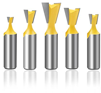 Fräser-Set für Schienen und Pfosten, 5-teilig, 1/2 Zoll Schaft, 12 mm, Schwalbenschwanz, 14 Grad, Hartmetall, Schwalbenschwanz-Set, Holzgravur, Docht