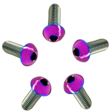 RISON-Titanium 5 Pezzi Viti a Testa Bombata in Titanio con Esagono Incassato M4x15mm, Viti a Brugola Bulloni in Titanio ISO7380, Vite a Testa Semicircolare Vite a Bottone a Testa Tonda per Bici Moto