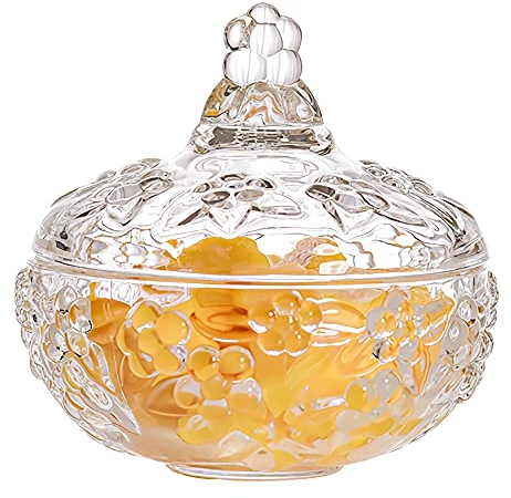 BgnEhRfL Sucrier avec Couvercle, sucrier, Grand sucrier avec Couvercle, Pot à Sucre, Motif Floral, boîte en Cristal, Serveur de sel, récipient à sel