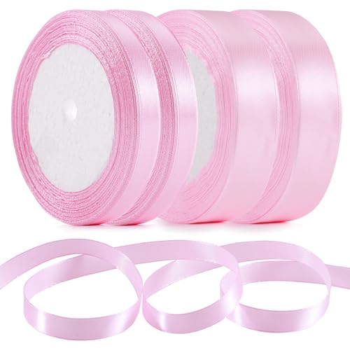 Geschenkband Rosa,88M Satinband Rosa Schleife,4 ROLLE Schleifenband rosa band,Geschenkband Schleifenband Pink,Rosa Band für Geschenkverpackung Basteln Hochzeit Dekoration (Rosa 10MM,20MM)