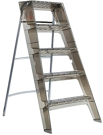 NAZHPO 5-Stufen-Hocker, durchsichtiger Acryl-Stufenhocker, Metallfüße und breite, rutschfeste Trittflächen, Klappleiter, perfekt als Heimdekoration, Trittleiter
