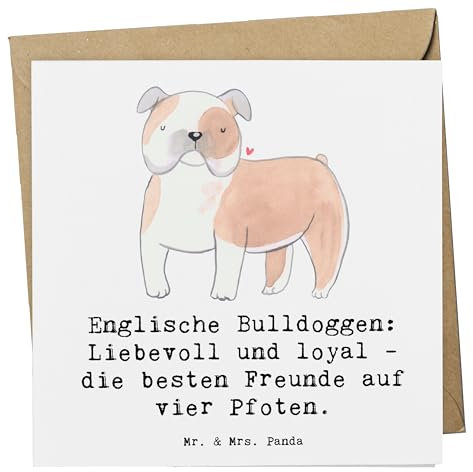 Mr. & Mrs. Panda Einladungskarte Englische Bulldogge Freunde - Geschenk, faltkarte, Hunderassen Eigenschaften, sanfter Charakter, Hundehalter, loyal, Klappkarte, Hunderasse, treue Begleiter, Grußkarte