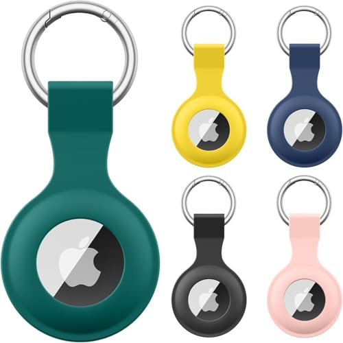【5 STÜCK】 Wanme Hülle für Apple AirTag Anhänger mit Schlüsselanhänger, AirTags Silikon Tragbar Keyring Abdeckung, Schutzhülle für Apple AirTag Case Tracker (5Pack-D)