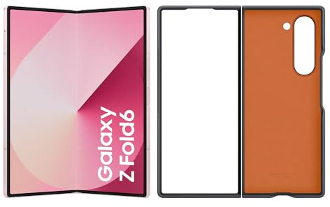 Samsung Galaxy Z Fold6 AI-Smartphone, Simlockfreies Handy ohne Vertrag, 256 GB Speicher, 50-MP-Kamera, Großes Display, Lange Akkulaufzeit, Pink+Kindsuit Case, Gray