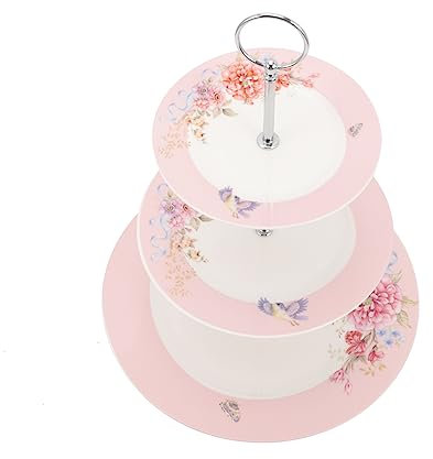 Alipis piatto da dessert supporto per cupcake a più livelli teglia da decorazioni matrimonio piatti dessert vassoio decorativo espositore snack stand di dolci per la casa rosa