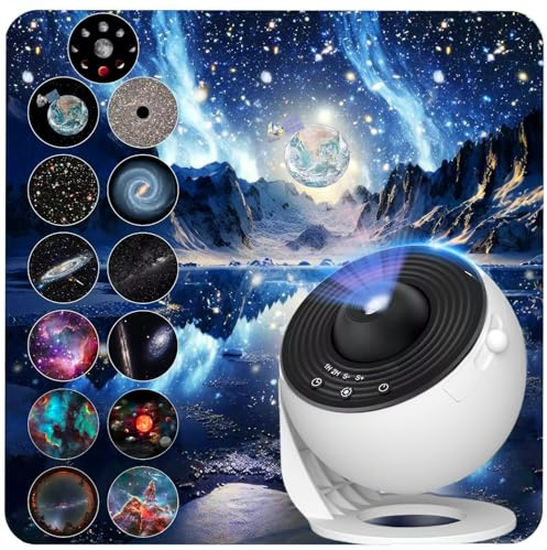 Galaxy Projector for Bedroom, Upgraded HD Star Projector Lens, 13 in 1 Planetarium Star Projector with Solar System & Constellation - 360° Rotating with Timer, Adjustable Knob, Kids Adults Room Decor