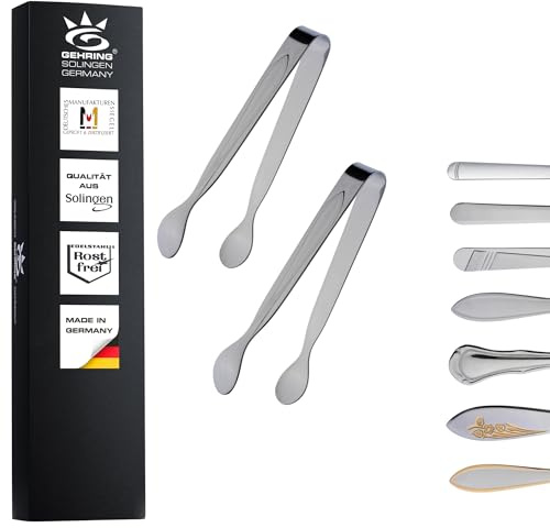 Gehring Solingen Focus Zuckerzange 2er Set I Servierzange für Candybar I Mini Zuckerzange Edelstahl I Eiswürfelzange I spülmaschinengeeignet I Made in Germany
