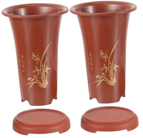 BESPORTBLE 2ensembles Pots De Plastique pour Orchidées Lot de Pots De Plantation avec Drainage pour Intérieur Et Extérieur Design Simple Et Élégant