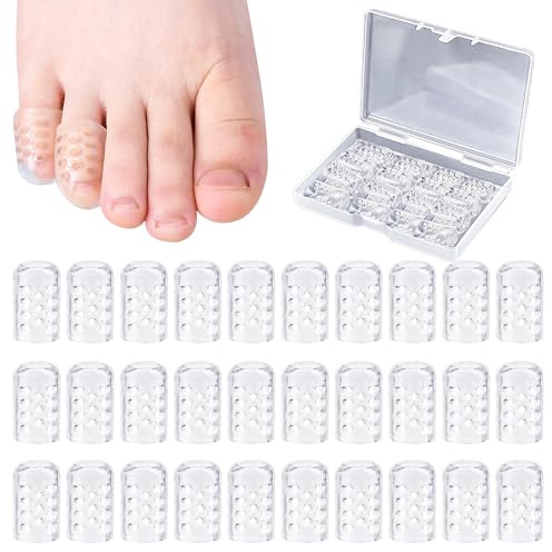 ZPTEE Toe Protectors for Little/Pinky Toe,30 Pcs with Case – Silicone Gel Toe Caps, Breathable Toe Sleeves & Toe Covers, Anti-Rub Blister Prevention for Shoes, Heels, Boots & Hiking,Blister Prevention