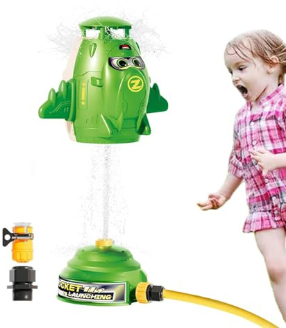 Sprinkler Rocket Outdoor Water Toys, fusée Sprinkler for Kids, Forme de fusée mignonne à 360 ° Sprinklers en rotation, Les jeux pour excitants en plein jouent pour la jardin de jardin