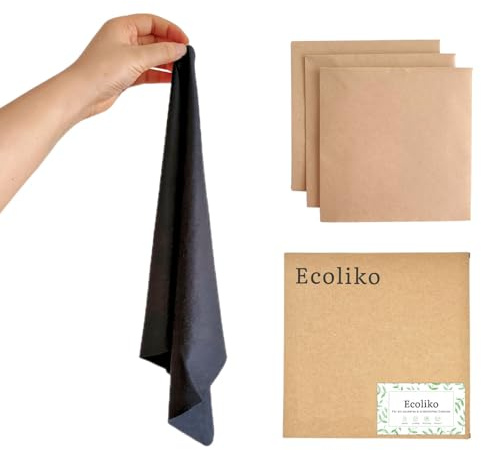 Ecoliko XXL Brillenputztuch 30x30 cm [3er] Mikrofasertuch zur Reinigung von Bildschirm, Display, Handy, Tablet, Laptop, TV - Weiches Tuch für empfindliche Oberfläche & Hochglanz, Waschbar - Schwarz