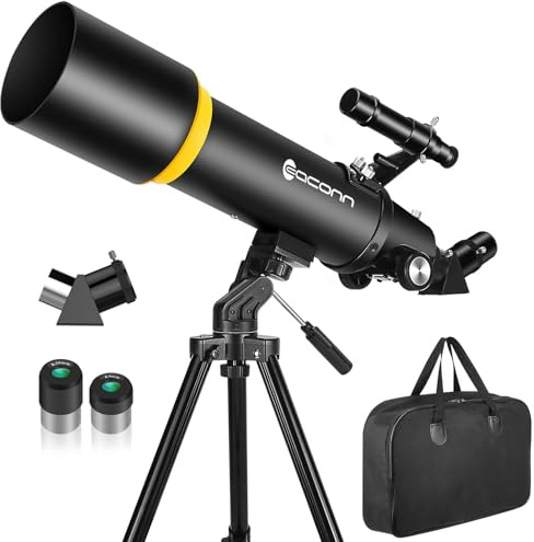 Telescopio per adulti, apertura 90 mm, 600 mm, rifrattore telescopio per bambini e principianti, telescopi per adulti astronomia con borsa e adattatore per telefono