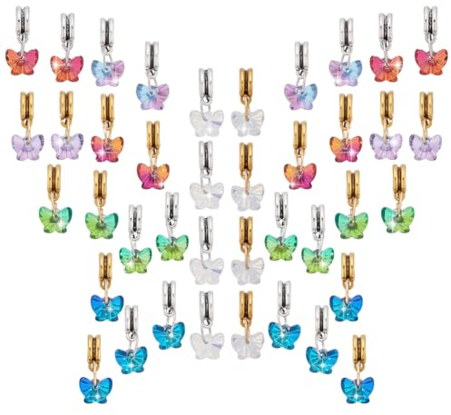 PH PandaHall 40 pz Ciondoli In Vetro A Forma di Farfalla 10 Stile AB Colore Farfalla Ciondoli Grandi Foro Pendenti con Fermagli per Fai Da Te Collane Orecchini Bracciali Gioielli Artigianato, 20mm
