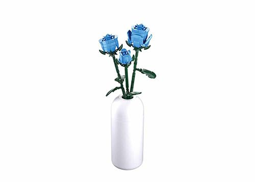 Sluban Fleurs de Construction en Blocs, Roses Bleues avec Vase, Kit de Construction Créatif
