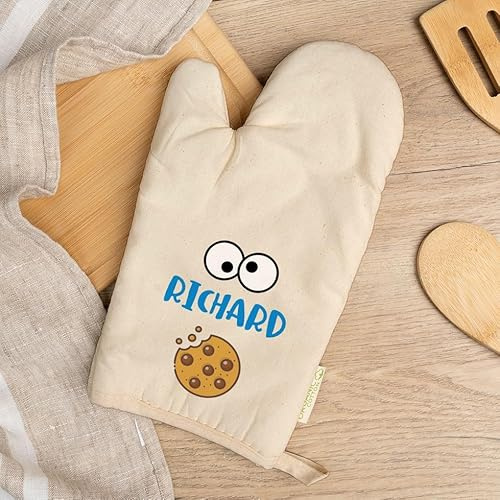 Wanapix | Personalisierter Ofenhandschuh aus Bio-Baumwolle | Backhandschuh mit Text | Originelles Geschenk zu Weihnachten, Geburtstag | Cookies