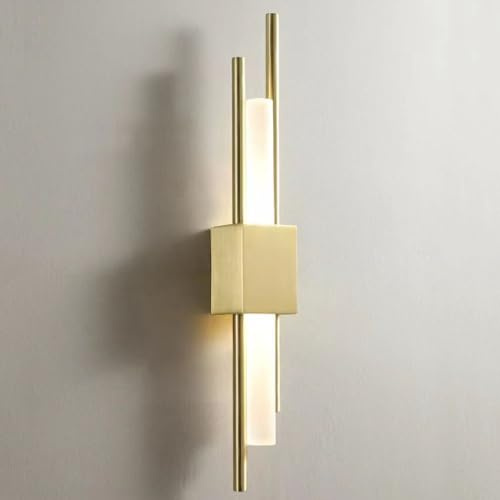 OOWDMPE Lange Parallele Wandlampe Innen Gold LED 8W Wandleuchte Modern Dimmbar Wandbeleuchtung Dekorative Metall+Acryl 3000k/4000k/6000k Wandlichter für Wohnzimmer Schlafzimmer Hotel (left)