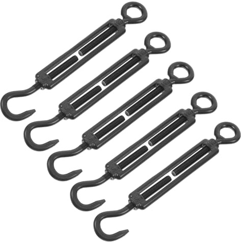 SOPOTUTU 5 Piezas Tensor Ajustable Inoxidable con Acabado Negro Electropulido para Cables y Toldos Resistente para Uso Doméstico Industrial