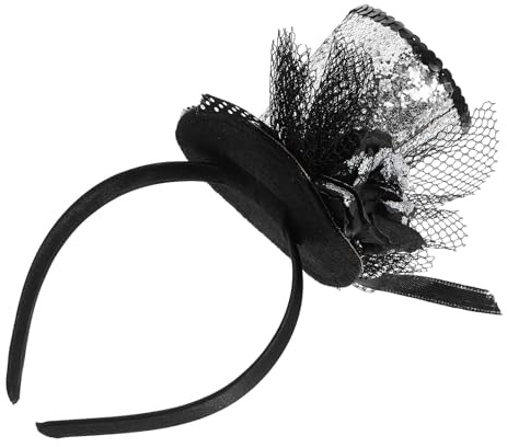 LOORGVEL Glittrande Paljett Mini Partyhatt Hårband med Nät och Silverblommor Lätt och Bärbar Festaccessoar för Foto Födelsedag och Festivaler