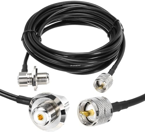 QUARKZMAN 1 PCS Cavo Coassiale RG58 15ft/4.6 M, Cavo Coassiale UHF PL-259 Maschio A UHF SO 239 Femmina 50 Ohm A Bassa Perdita Per CB Radio, Analizzatore Di Antenna,
