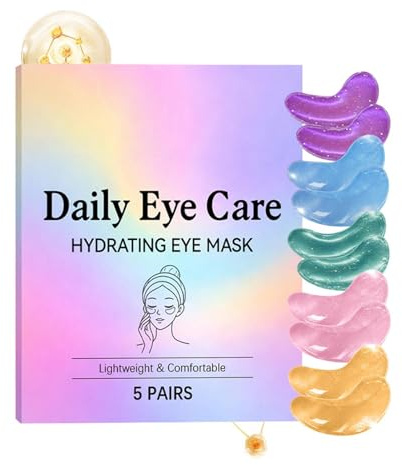 Underögonkuddar, fuktgivande gelögonkuddar, 5 par underögonkuddar med stärkande effekt, mild hydrogel under ögonen, hudvårdsbehandling, resemakeupmassage, blekningsgel för