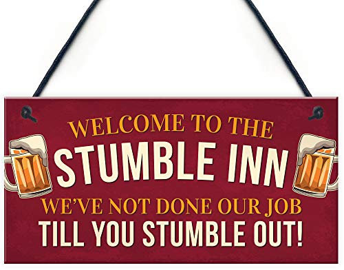 Red Ocean Stumble Inn Garden Bar Hanging Plaque Alcohol Man Cave Vintage Beer Gin Shed Sign
