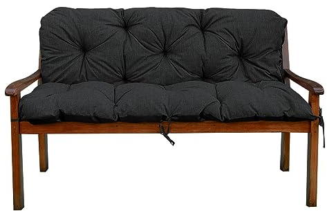 Garden Factory Gartenbankauflage Bankauflage Bankkissen Sitzkissen Polsterauflage V2 (150x60x50, Schwarz)