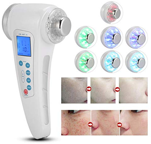 4 IN 1 strumento di bellezza 1MHZ Ultrasuoni + 3MHZ Ultrasuoni + galvanica Ion + Led Photon ringiovanimento della pelle Massaggiatore viso