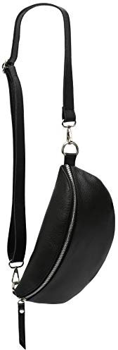 SH Leder ® echt Leder Hüfttasche Damen Herren Unisex Gürteltasche für Festival Reise Bauchtasche mittelgroße Crossbody Bag Frauen Ledertasche 27x15cm Karla G359 (Schwarz)