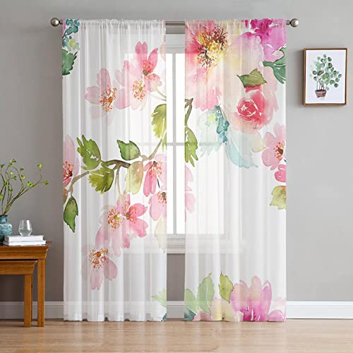 MTBDyyds Verdunkelungsvorhänge 3D Drucken 280X160Cm Bunt Zweige Blumen Muster Verdunklungsvorhänge Kinderzimmer 2 Stück Vorhang Blickdicht Ösenschal Kindergardinen Junge Verdunklungsgardine
