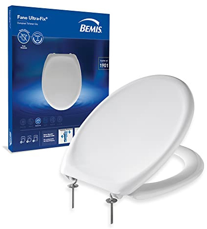 BEMIS Fano Ultra-Fix® Duroplast Toilettensitz weiß | Antibakterielle Oberfläche für beste Hygiene | Einfache Installation | Klobrille aus Duroplast und rostfreiem Edelstahl abnehmbar |