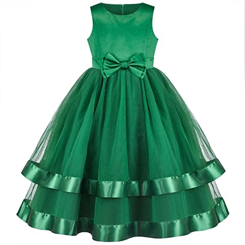 Flower Girls Dress Green Formal Party Princess Pageant Ball Gown Age 10 Years