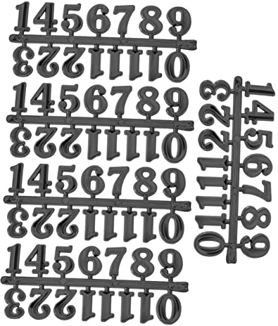 Cabilock DIY Clock Arabic Numbers Kit Black Plastic Digital Numerals for Wall Clock Replacement Repair Accessories 5 Sets 4.96X2.04 Inch