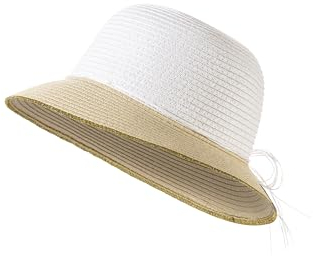 Sterntaler Strohhut Schleife UV 50+ - Kinderhut schützt den Kopf vor der Sonne - Mädchenhut mit Schleife und Goldrand - Sonnenhut Kinder - weiß, 49