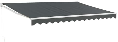 vidaXL Markise, Sonnenmarkise Einziehbar, Gelenkarmmarkise mit Kurbel, Terrassenmarkise Balkonmarkise Sonnenschutz, Anthrazit 4,5x3m Stoff Aluminium