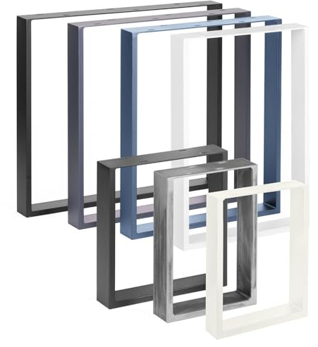 HOLZBRINK Tischbeine Metall Grau | Tischkufen/Tischgestell für Couchtisch, Esstisch, Schreibtisch, Sitzbank | 2 Stück Möbelfüße 40 x 43 cm