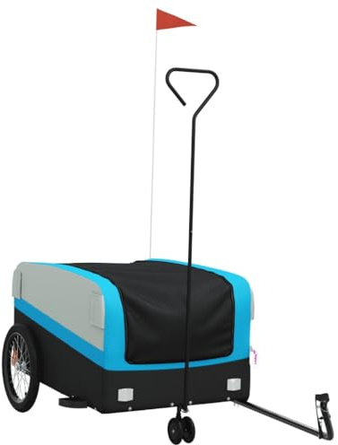 vidaXL Cykelvagn svart och blå 45 kg järn